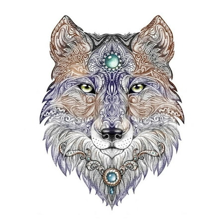 Tattoo Head Wolf Wild Beast of Prey Print Wall Art By
