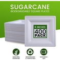 thumbnail image 2 of [100 Pack] Square 6" x 6" Biodegradable Bagasse Plates in – White Eco Friendly Microwave Safe Sugarcane Compostable 100% Natural and Plastic Free Plate, 2 of 7