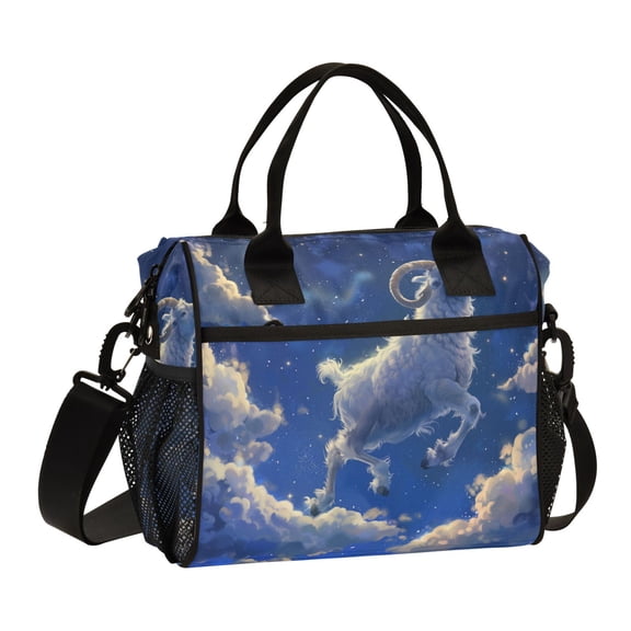 Lunch Bag Insulated Lunch Box Leakproof Reusable Cooler Tote Adjustable Shoulder Strap for Men Women Cute Sheep in Sky 9L