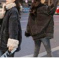 thumbnail image 6 of IROINNID Denim Jacket for Women Deals Long Sleeve Dark Wash Jean Jacket Solid Color Winter Warm Keep Zipper Classic Outerwear,Black, 6 of 8