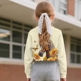 thumbnail image 4 of Xixirimido Beige Horse Butterfly Sunflower Girls Long Sleeve Sweatshirts Kids Crewneck Crop Top Soft Cute Graphic Pullover Tops for 9-10 Years, 4 of 7