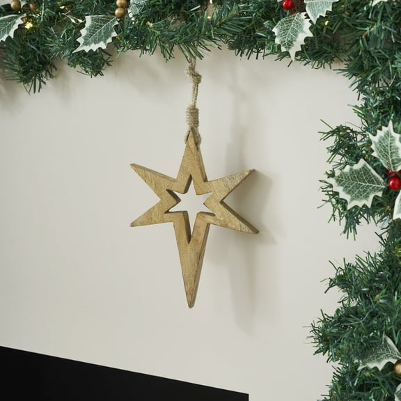 VHC Brands Northern Yule Natural Wooden Star 8x6x0.75