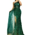 thumbnail image 4 of Vestido de noche largo ajustado de temperamento a la moda sin mangas con lentejuelas de color hada para mujer, 4 of 6