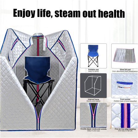 JERFIT Portable Home Sauna Tent with Steam Heater, Remote Control, Folding Chair, Cotton Material for Detox, Relaxation & Home Spa