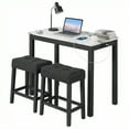 thumbnail image 1 of Gymax 3 PCS Bar Table Set w/ Charging Station Modern Counter Height Breakfast Table White, 1 of 9