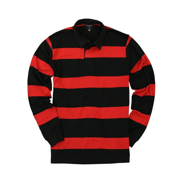 Long Sleeve Big Striped Rugby Polo Red, Red And White Striped Rugby Jersey