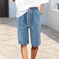 thumbnail image 7 of TaTaai Womens Shorts Elastic Drawstring Waist Side Pocket Rolled Hem Solid Soft Breathable Casual Linen Shorts for Summer Gift, 7 of 7