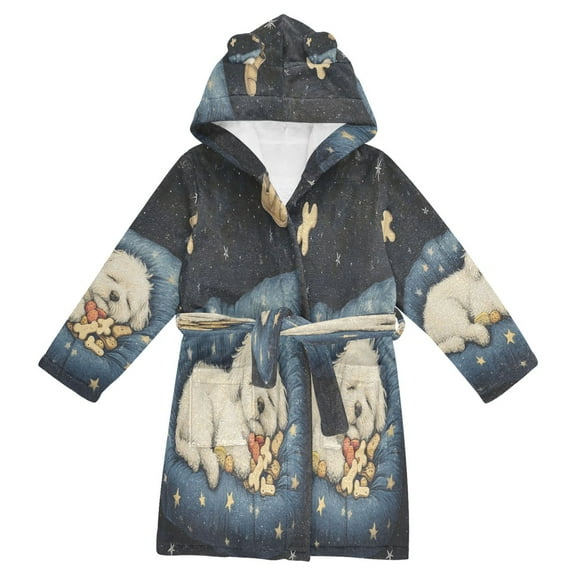 BZSMCE Bathrobes Belt Hooded Dreamy Puppy Creative Pattern