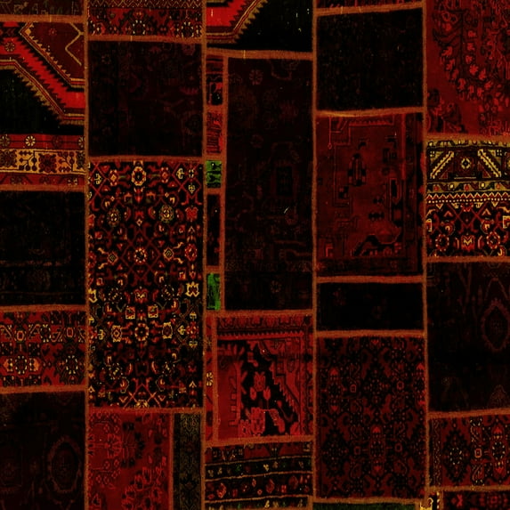 Ahgly Company Indoor Square Patchwork Yellow Transitional Area Rugs, 3' Square