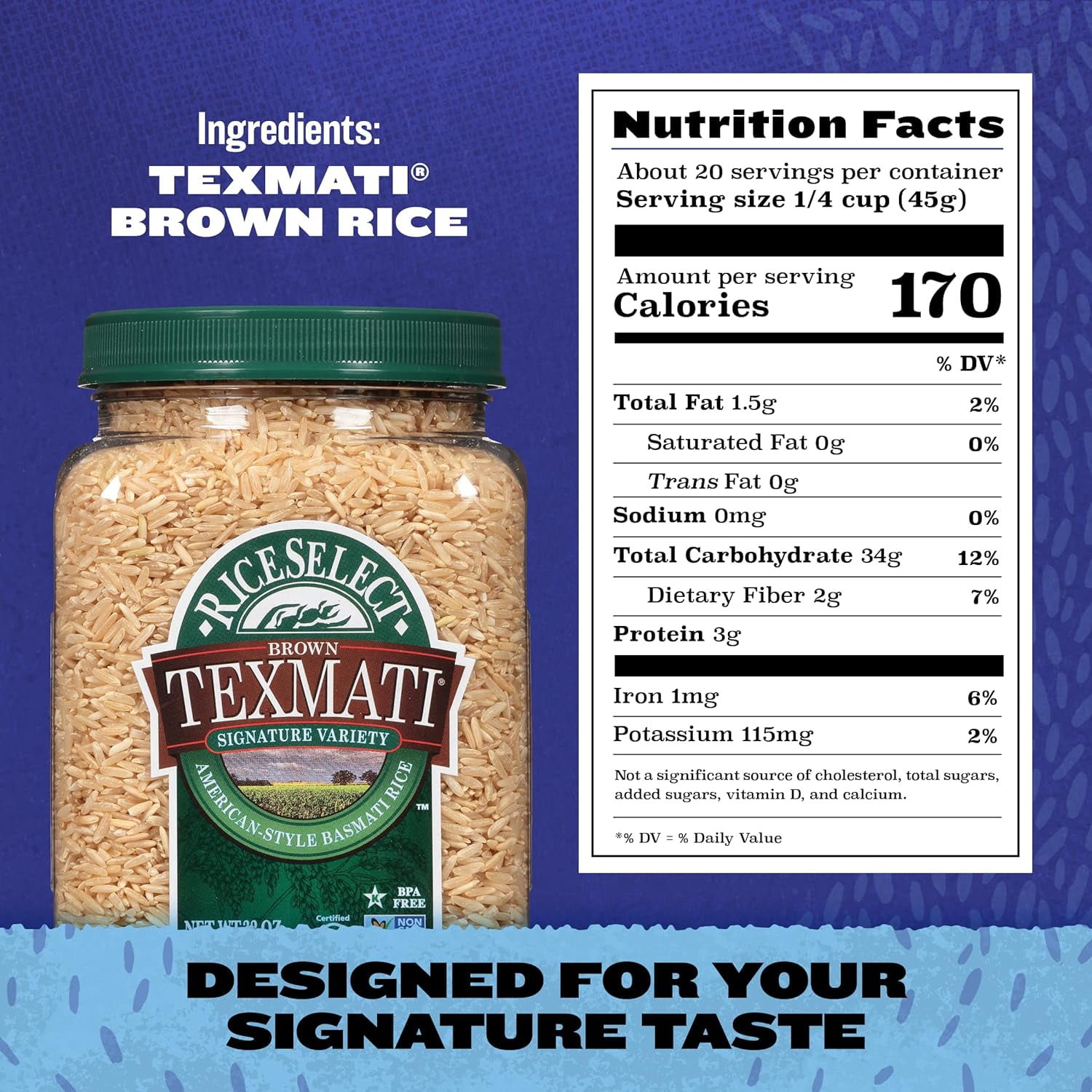 Pack of 4, Riceselect Texmati All-American Basmati Brown Rice, 32 oz
