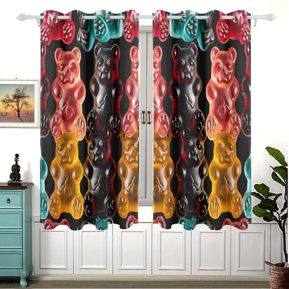 Bears Fudon Candy Curtains Black Out Curtains for Sliding Glass Doors Bedroom Living Room Bathroom 2 Panels Set
