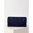 thumbnail image 3 of REMANLAND Women's Satin Glitter Pleated Evening Envelope Clutch Purse, Navy Blue, 3 of 8