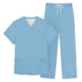 thumbnail image 5 of YOUYEDIAN Scrubs Set for Men Stretchy Medical Uniform Vneck Short Sleeve Scrubs & Jogger Pants with Pocket Classic Fit Scrubs Sets Light Blue XL, 5 of 7