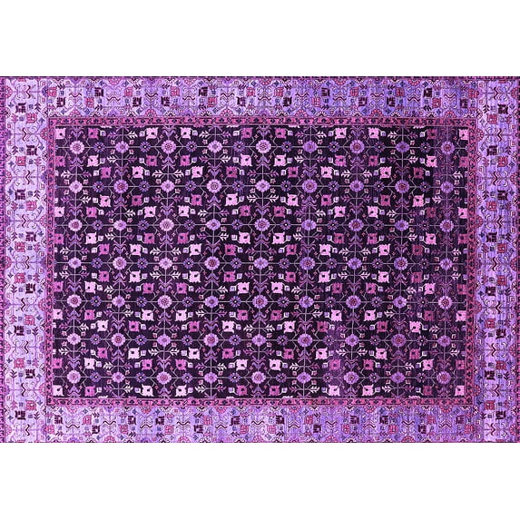 Ahgly Company Indoor Rectangle Oriental Purple Industrial Area Rugs, 8' x 10'