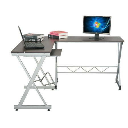 JOYFEEL 2019 Hot Sale L-Shaped Wood Computer Desk Brown Corner Computer Desk for Home Desktop Computer Table