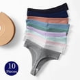 thumbnail image 2 of 10 piezas/juego de bragas de algodón a rayas para mujer, ropa interior sexy, tangas deportivas, lencería cómoda, suave y caliente, 2 of 5