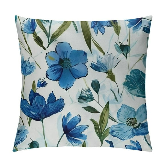 PRATYUS Colorful Floral Leaf Seamless Decorative Pillow Covers, Abstract Botanical Wild Flowers Leaves with Golden Pillow Covers Square Cushion Decorative Pillow Case for Sofa Bed 12x12in