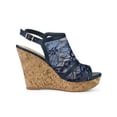thumbnail image 3 of BLISSFUL STEP Chaussures pour Femmes Sandales à Talon Compensé à Plateforme à Bout Ouvert avec Lacets Bleu Foncé 6, 3 of 7
