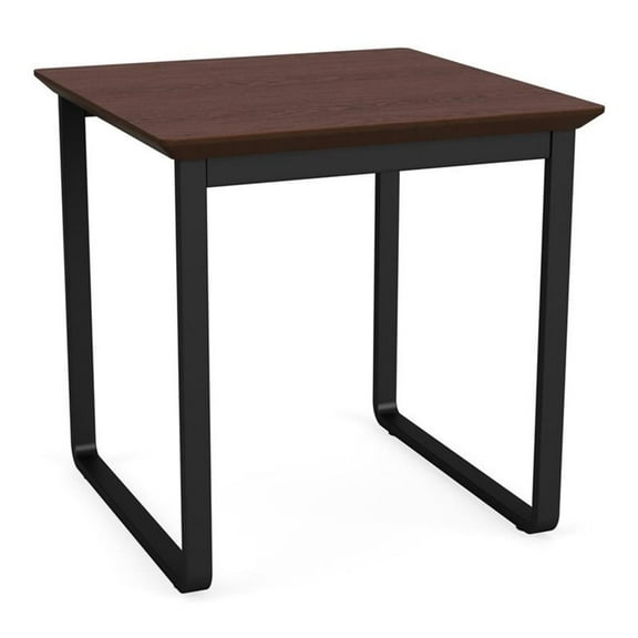 Lesro Gansett Modern Steel Metal Waiting Room Guest End Table in Black and Cocoa Walnut