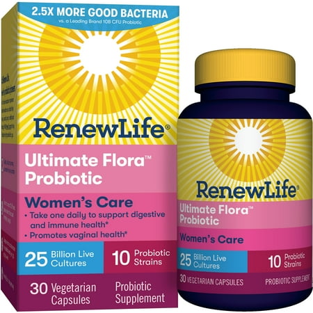 Lactobacillus Gg 30 Capsules - (2 Pack) Renew Life - Ultimate Flora Probiotic Women's Care - 25 billion - 30 vegetable capsules