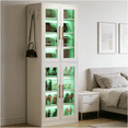 thumbnail image 2 of JERFIT 8-Tier LED Shoe Cabinet with Doors, Modern Wood Shoe Rack Organizer with Remote Control Lights, Freestanding Storage Closet for Entryway, White, 2 of 8