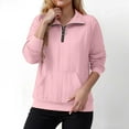 thumbnail image 6 of idosla Women's Quilted Sweatshirts Zipper Neck Long Sleeve Textured Solid Casual Loose Fashion Fall Pullover Tops (Pink, L), 6 of 8
