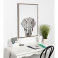 thumbnail image 5 of Kate and Laurel Sylvie Elephant Animal Print Black and White Portrait Framed Canvas Wall Art by Simon Te Tai, 23x33 Gray, 5 of 5