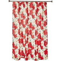 Decorative Christmas Printed Poinsettia Floral Design Shower Curtain - 72" X 72"
