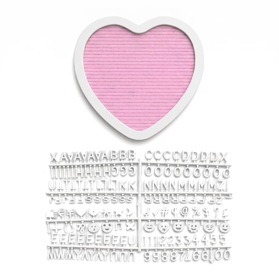 REGALWOVEN Heart Shaped Felt Letter Board, Changeable Message Board for Wedding, Nursery Decor, Gift Pink and White 10.2"H