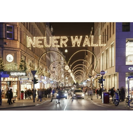 Neuer Wall street with Christmas decoration, Hamburg, Hanseatic City, Germany, Europe Print Wall Art By Markus