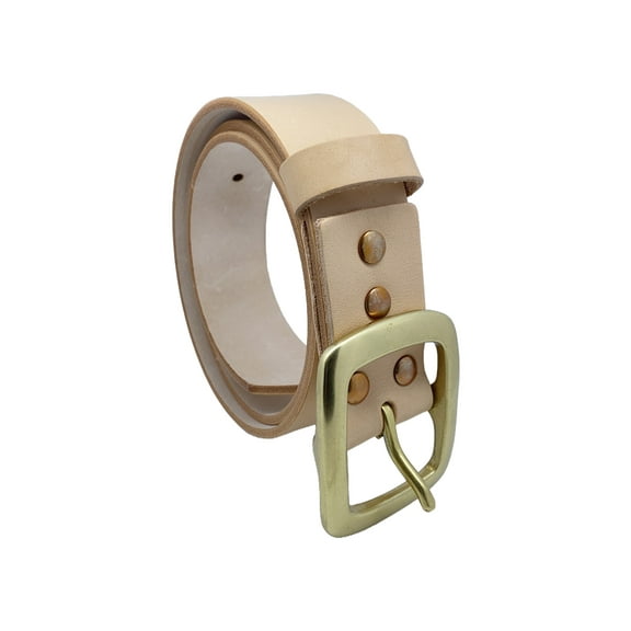 Saucezhan Mens Belts Brass Buckle Belt Genuine Leather Undyed Cowskin  Italian Full Grain Leather