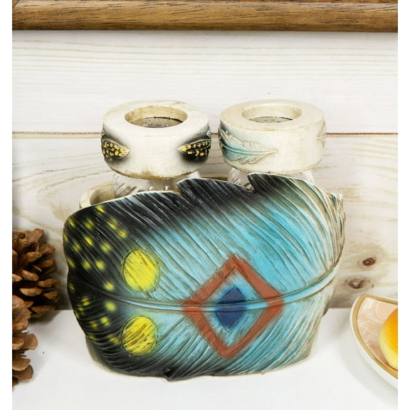 Southwestern Dreamcatcher Feather Salt And Pepper Shakers Holder Set