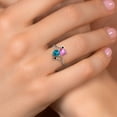 thumbnail image 4 of Gem Stone King 925 Sterling Silver Pink Mystic Topaz London Blue Topaz and Black Diamond Ring for Women (1.93 Cttw, Heart Shape 6MM, Gemstone Birthstone, Size 9), 4 of 6