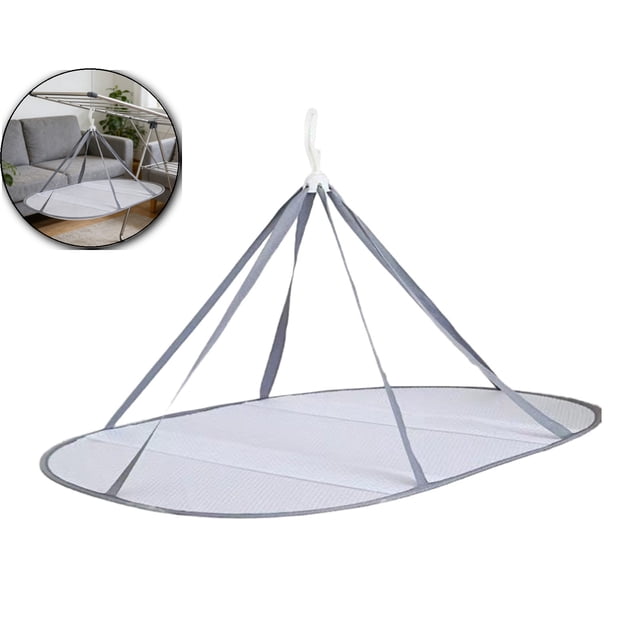 1-Tier Folding Mesh Clothes Drying Rack, Hanging Sweater Dryer for Laundry, Large Foldable Flat Dry Hanger, Portable Mesh Clothes Drying Net for Delicate Garments
