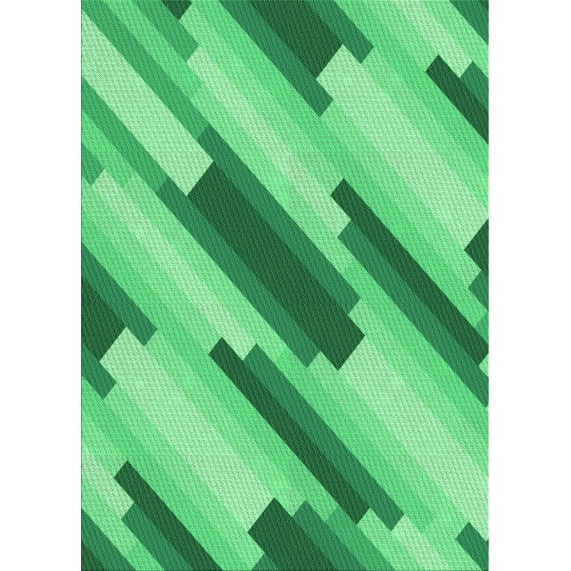 Ahgly Company Indoor Rectangle Patterned Lime Mint Green Area Rugs, 2' x 5'