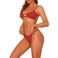 thumbnail image 4 of Women's 2 Piece Ribbed Solid Color Bikini Combination Sets Spaghetti Strap Backless Swimwear Bathing Suit Swimsuit Medium White, Red, 4 of 5