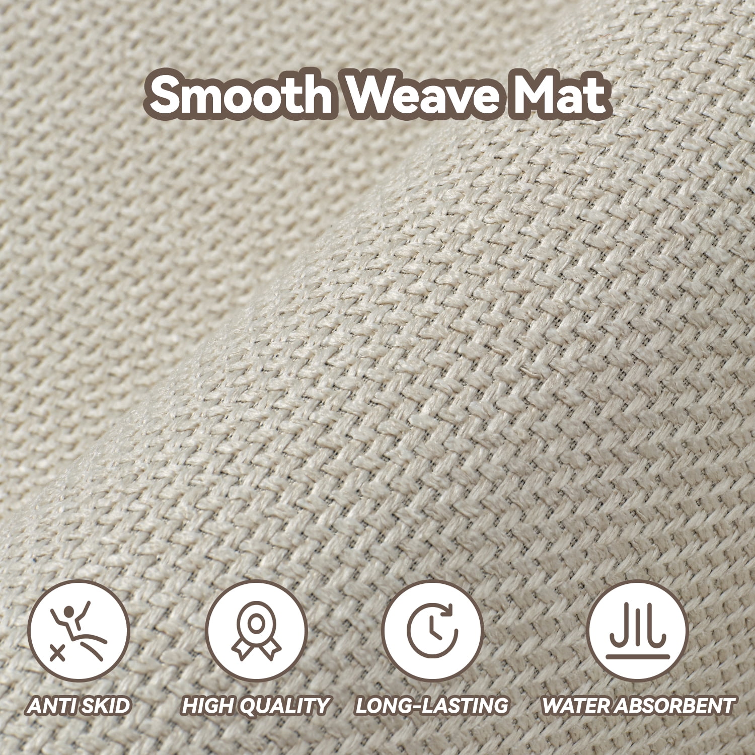 SIXHOME Washable Kitchen Rug, Absorbent Non-Slip Woven Floor Mat, 20"x48", Beige, Rugs for Sink, Laundry, Hallway, Bathroom