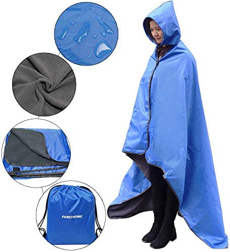 FANCYWING Outdoor Waterproof Fleece Blanket Hooded Stadium Blanket Portable Mat 
