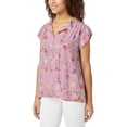 thumbnail image 4 of Buffalo Women's Top Sz S Floral Print Flutter Slv W/Tie Closure Blouse Pink, 4 of 4