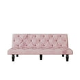thumbnail image 5 of Convertible Sofa Bed with Adjustable Backrest, Velvet Upholstery, Pink, 66 Inch Length, 50 lbs Weight, 2-Seater, Tufted Design for Living Room Bedroom Apartment Office, 5 of 7