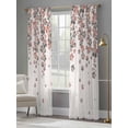 thumbnail image 3 of Spring Floral Sheer Curtains 108 Inch Length 2 Panels Set, Red Gray Cherry Flowers Blossom Beige Voile Window Treatment Semi Sheer Long Curtains Drapes for Bedroom/Living Room/Kitchen 52"x108"x2, 3 of 7