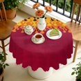 thumbnail image 4 of 60 Inch Round Lace Tablecloth Water Resistant Washable, Fire Hot Print, 4 of 5