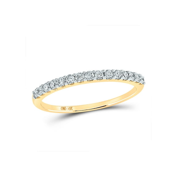 14kt Yellow Gold Womens Round Diamond Wedding Anniversary Band 1/4 Cttw