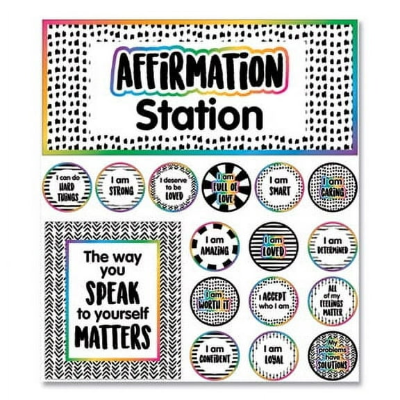 Carson-Dellosa 110569 Motivational Bulletin Board Sets, Affirmation Station, 13.8" X 16", Multicolor, 32/set