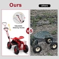 thumbnail image 2 of UBesGoo 35-Inch Rolling Garden Cart, 360° Swivel Seat with Tool Tray & Storage Basket, Red, 2 of 11