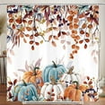 thumbnail image 6 of Fall Thanksgiving Pumpkin Shower Curtain Autumn Leaves With Pumpkins Farmhouse Curtain Maple Leaves Bathroom Accessories Botanical For Bathroom Curtain Liner Set Shower Curtain, 6 of 7