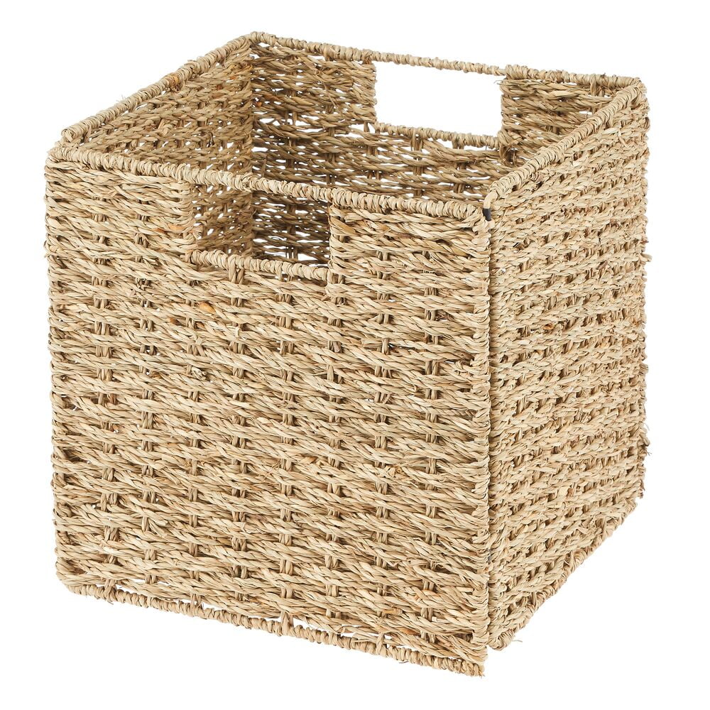 mDesign Large Woven Seagrass Home Storage Basket for Cube Furniture