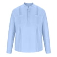thumbnail image 2 of Hombres Casual Algodón sólido y lino Cuello alto Jersey Bolsillo Manga larga Camisa abotonada Pompotops oipoqjl52974, 2 of 8
