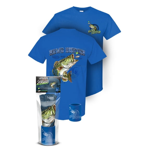 Largemouth Bass "Hawg Hunter" T-Shirt and Can Cooler Gift Set XXXL