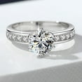 thumbnail image 2 of 1ct Moissanite Diamond Rings for Women D Color Round Cut  VVS1 Wedding Rings Moissanite Anniversary Promise Engagement Rings for Women Wife Gifts with Certificate, 2 of 9